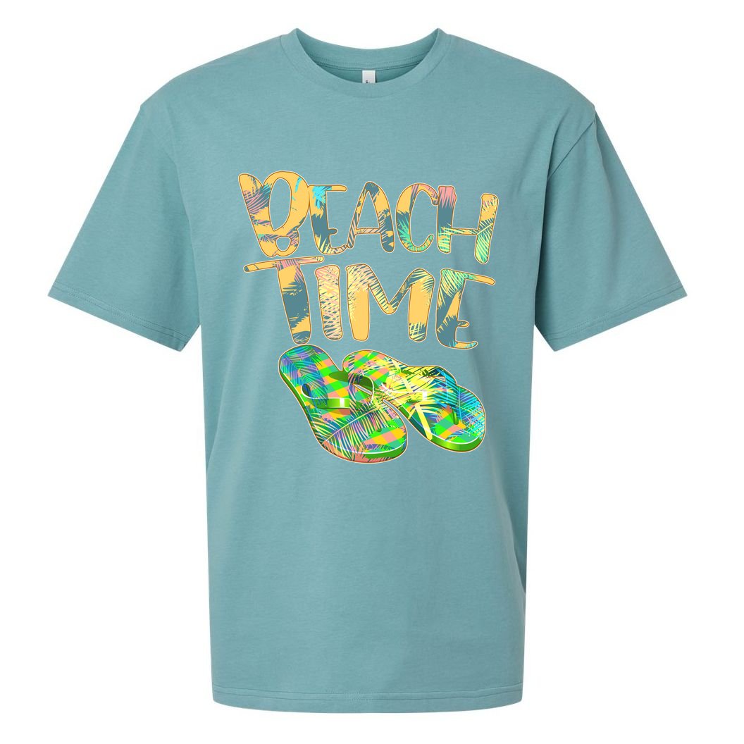 Beach Time Flip Flops Summer Fun Sueded Cloud Jersey T-Shirt