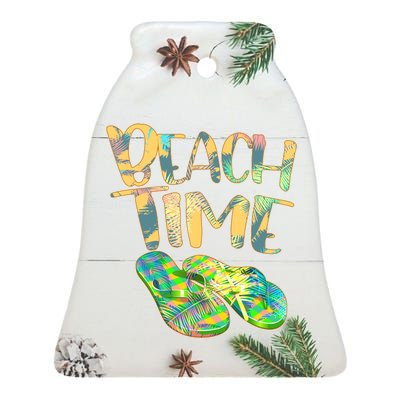 Beach Time Flip Flops Summer Fun Ceramic Bell Ornament