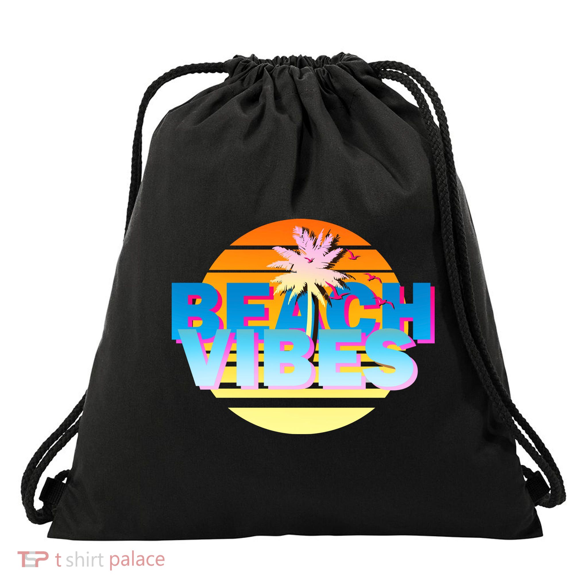 Beach Vibes Drawstring Bag