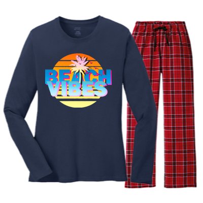 Beach Vibes Women's Long Sleeve Flannel Pajama Set 