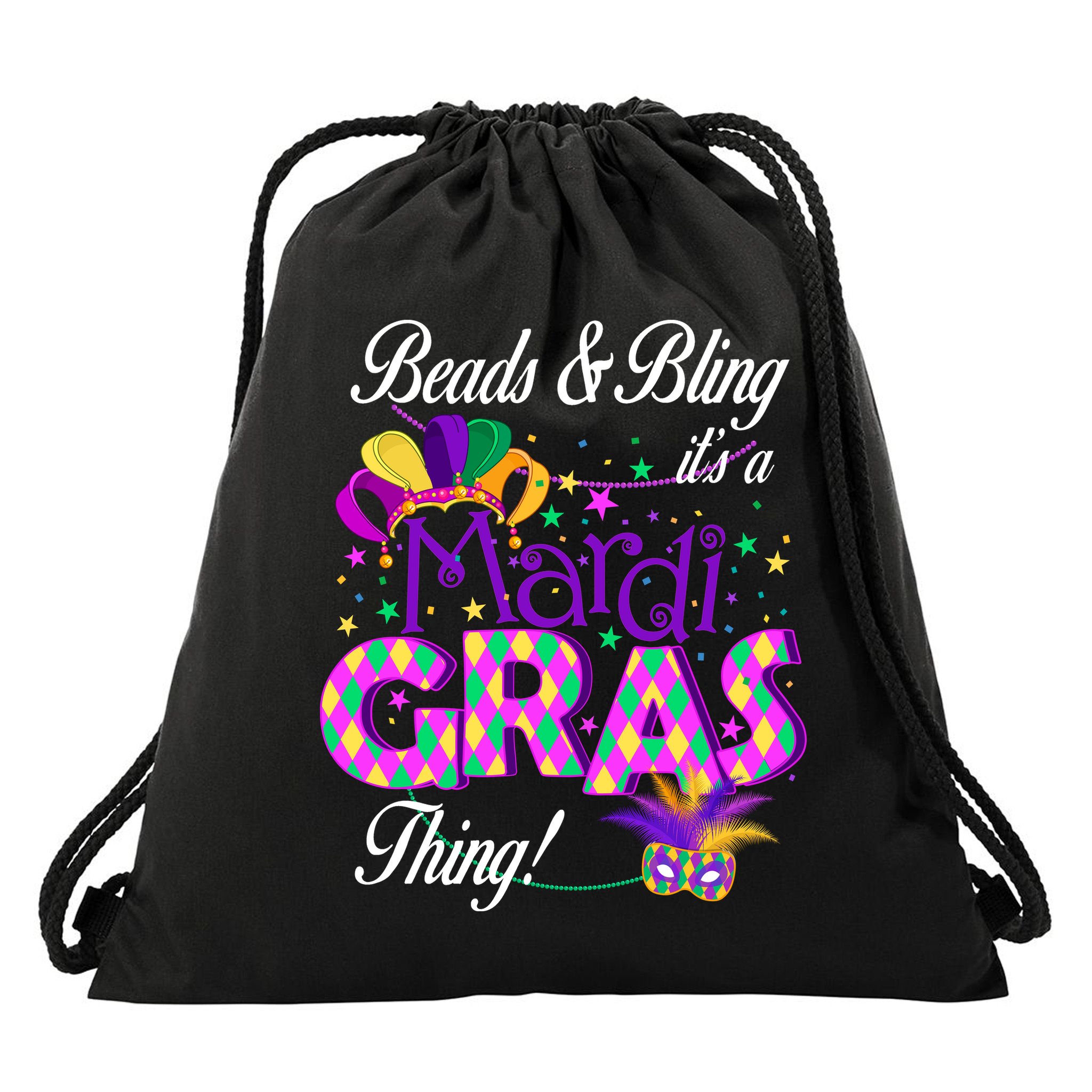 Beads & Bling It's A Mardi Gras Thing Drawstring Bag