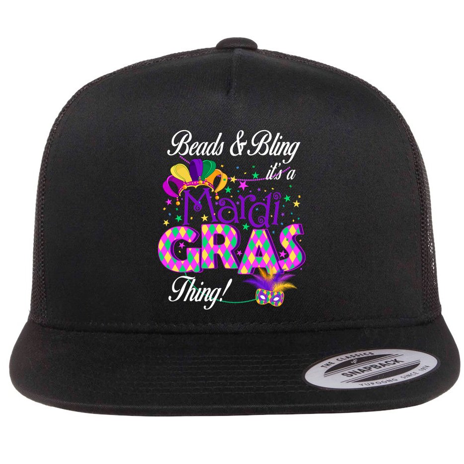 Beads & Bling It's A Mardi Gras Thing Flat Bill Trucker Hat
