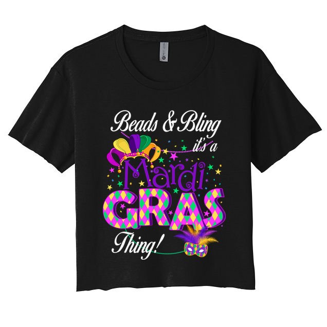 Beads & Bling It's A Mardi Gras Thing Crop Top
