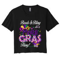 Beads & Bling It's A Mardi Gras Thing Women's Crop Top Tee