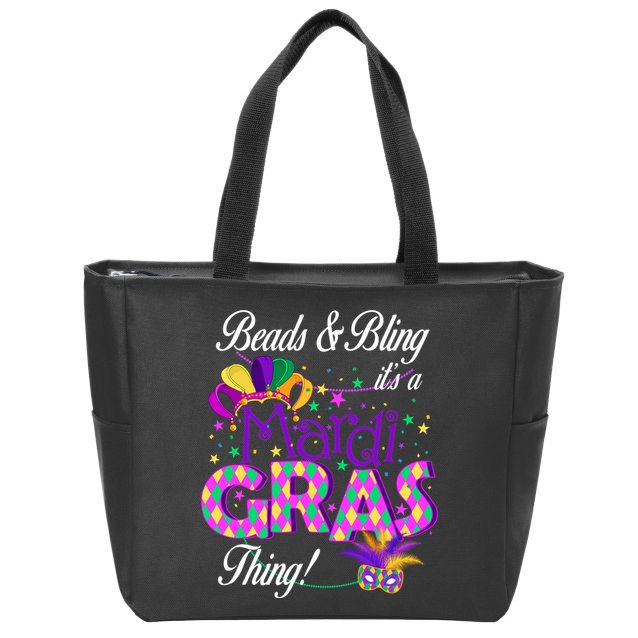 Beads & Bling It's A Mardi Gras Thing Zip Tote Bag