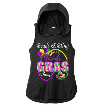 Beads and Bling it's a Mardi Gras Thing Ladies PosiCharge Tri-Blend Wicking Draft Hoodie Tank