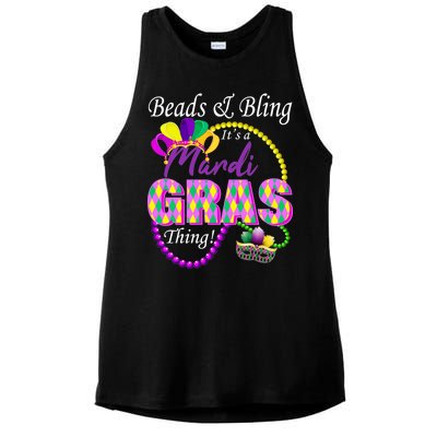 Beads and Bling it's a Mardi Gras Thing Ladies PosiCharge Tri-Blend Wicking Tank