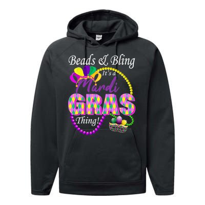 Beads and Bling it's a Mardi Gras Thing Performance Fleece Hoodie