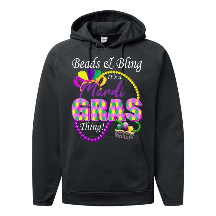 Beads and Bling it's a Mardi Gras Thing Performance Fleece Hoodie