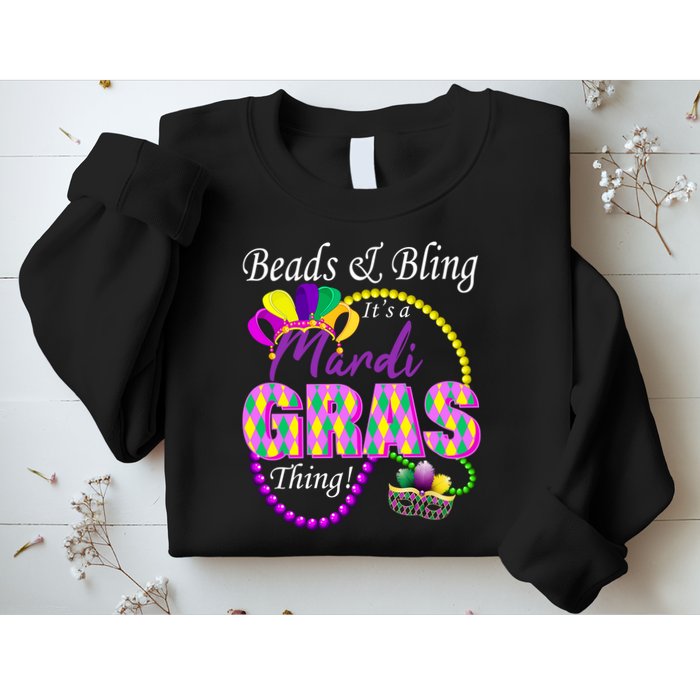 Beads and Bling it's a Mardi Gras Thing Sweatshirt