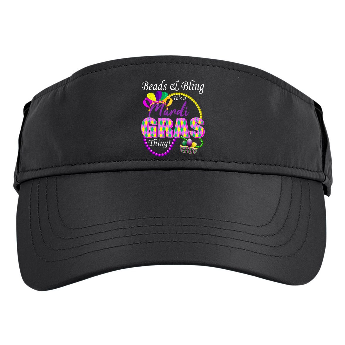 Beads and Bling it's a Mardi Gras Thing Adult Drive Performance Visor