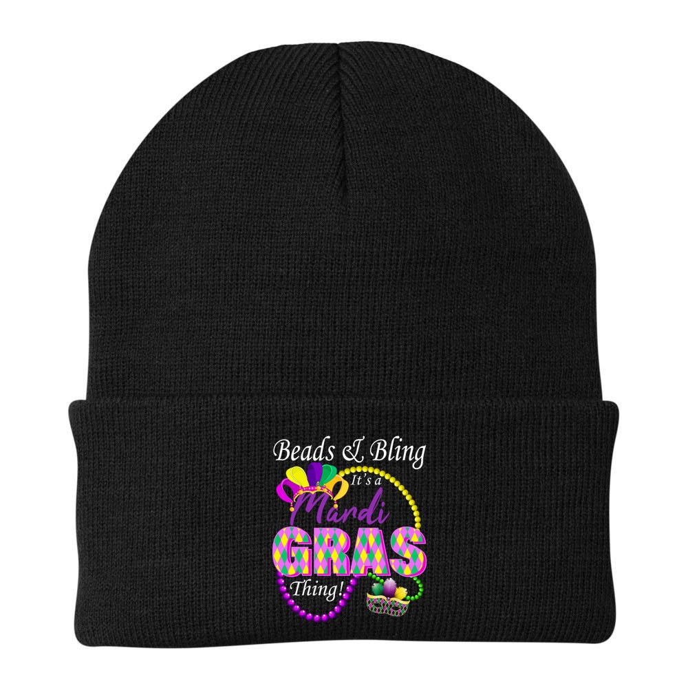 Beads and Bling it's a Mardi Gras Thing Beanie