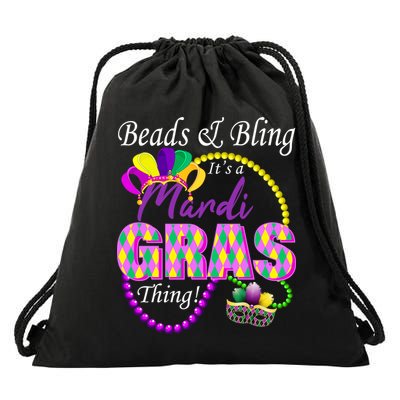 Beads and Bling it's a Mardi Gras Thing Drawstring Bag