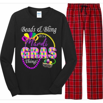 Beads and Bling it's a Mardi Gras Thing Long Sleeve Pajama Set