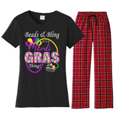 Beads and Bling it's a Mardi Gras Thing Women's Flannel Pajama Set