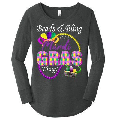 Beads and Bling it's a Mardi Gras Thing Women's Perfect Tri Tunic Long Sleeve Shirt