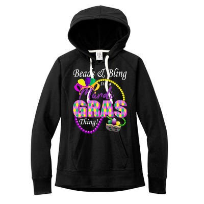 Beads and Bling it's a Mardi Gras Thing Women's Fleece Hoodie