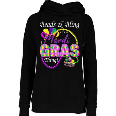 Beads and Bling it's a Mardi Gras Thing Womens Funnel Neck Pullover Hood