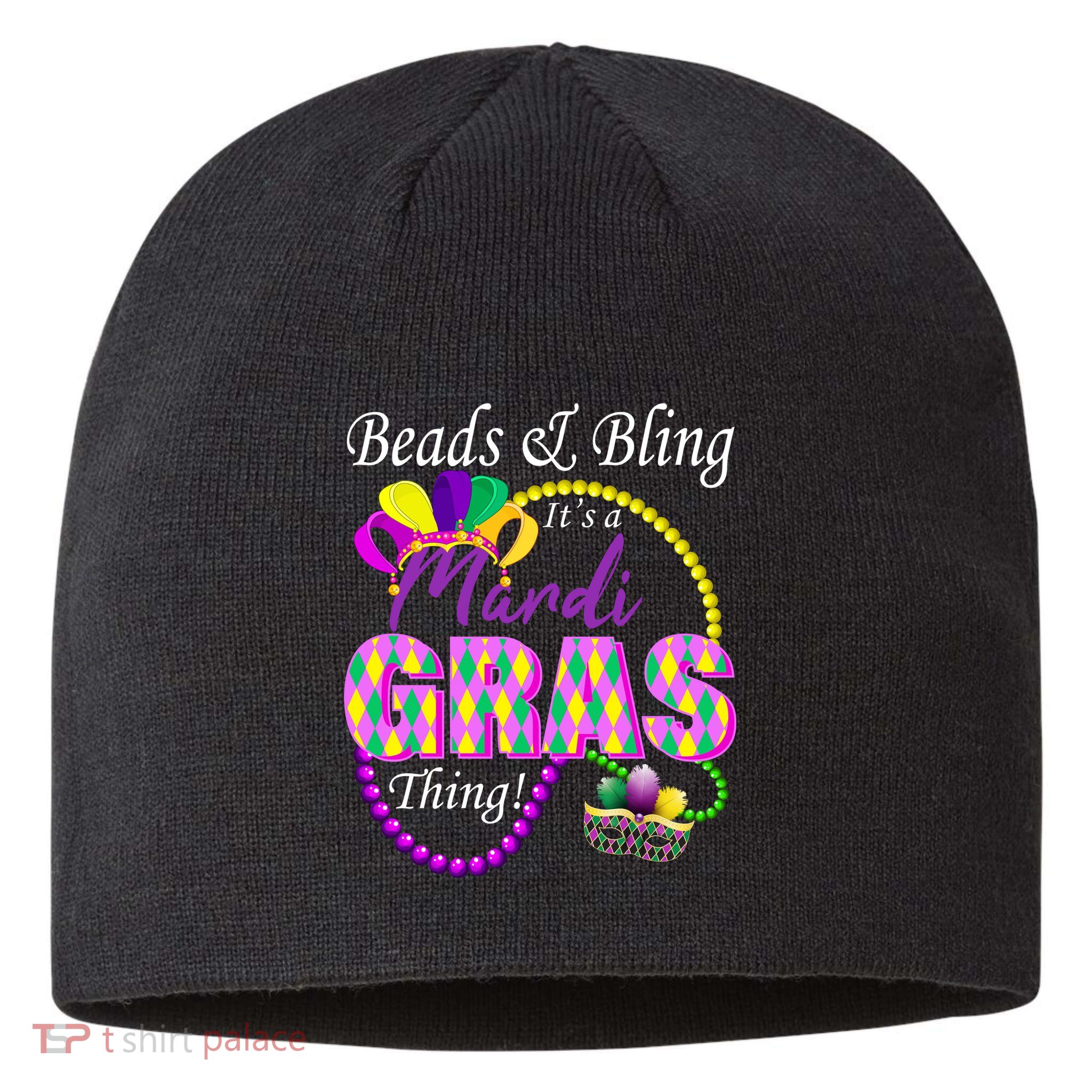 Beads and Bling it's a Mardi Gras Thing Sustainable Beanie