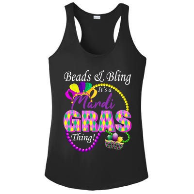 Beads and Bling it's a Mardi Gras Thing Ladies PosiCharge Competitor Racerback Tank