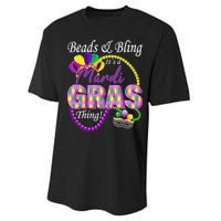 Beads and Bling it's a Mardi Gras Thing Performance Sprint T-Shirt