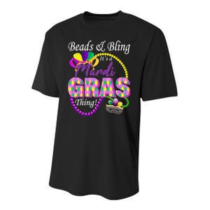 Beads and Bling it's a Mardi Gras Thing Youth Performance Sprint T-Shirt