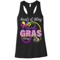 Beads and Bling it's a Mardi Gras Thing Women's Racerback Tank