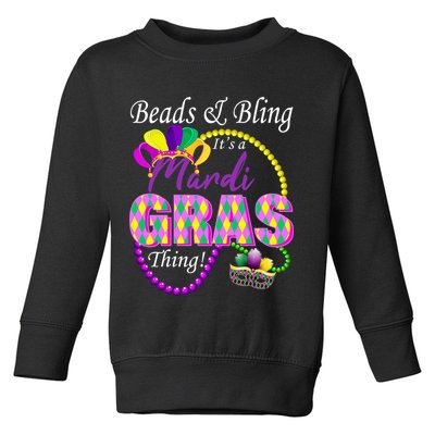 Beads and Bling it's a Mardi Gras Thing Toddler Sweatshirt
