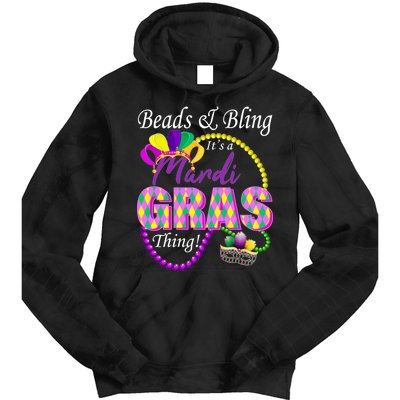 Beads and Bling it's a Mardi Gras Thing Tie Dye Hoodie