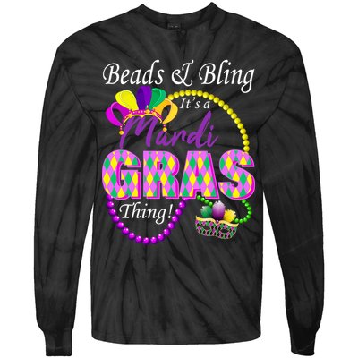 Beads and Bling it's a Mardi Gras Thing Tie-Dye Long Sleeve Shirt
