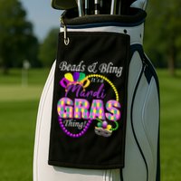 Beads and Bling it's a Mardi Gras Thing Golf Towel