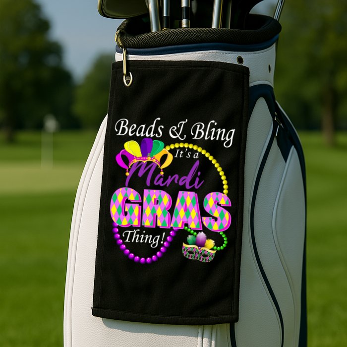 Beads and Bling it's a Mardi Gras Thing Golf Towel