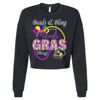 Beads and Bling it's a Mardi Gras Thing Cropped Pullover Crew