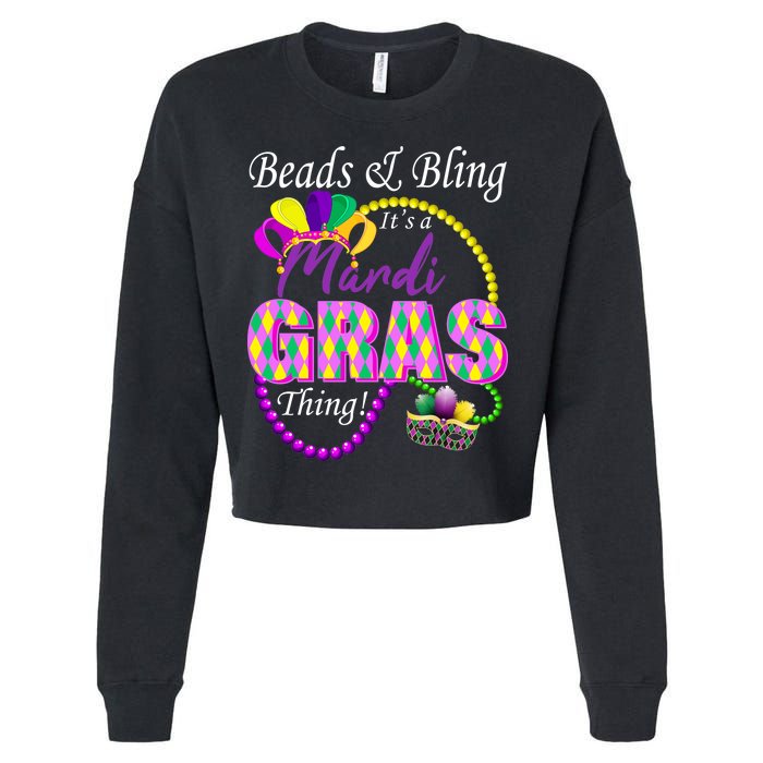 Beads and Bling it's a Mardi Gras Thing Cropped Pullover Crew