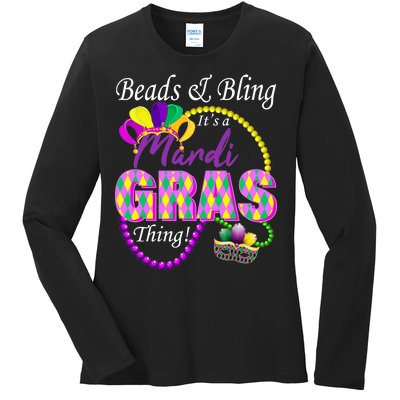 Beads and Bling it's a Mardi Gras Thing Ladies Long Sleeve Shirt