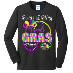 Beads and Bling it's a Mardi Gras Thing Kids Long Sleeve Shirt