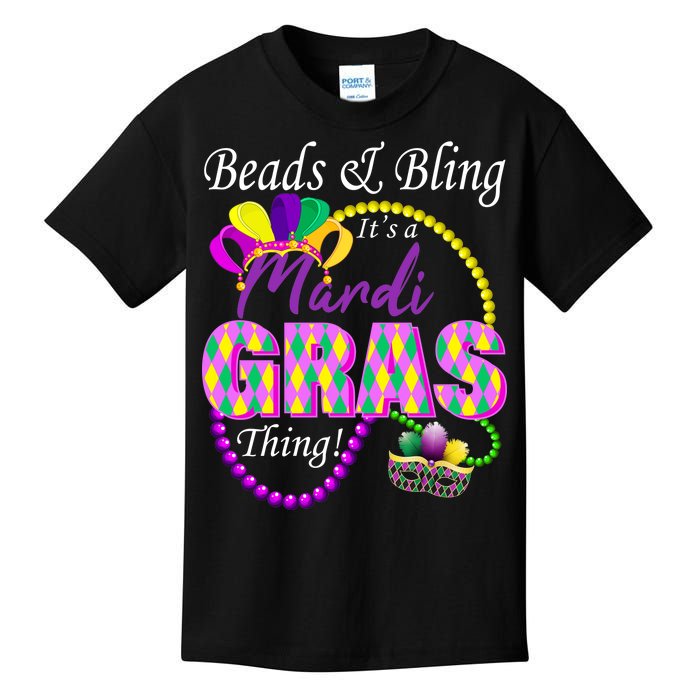 Beads and Bling it's a Mardi Gras Thing Kids T-Shirt