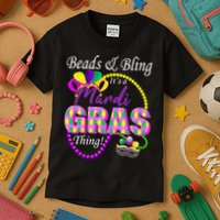 Beads and Bling it's a Mardi Gras Thing Kids T-Shirt