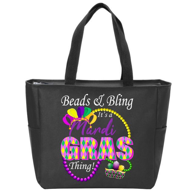 Beads and Bling it's a Mardi Gras Thing Zip Tote Bag