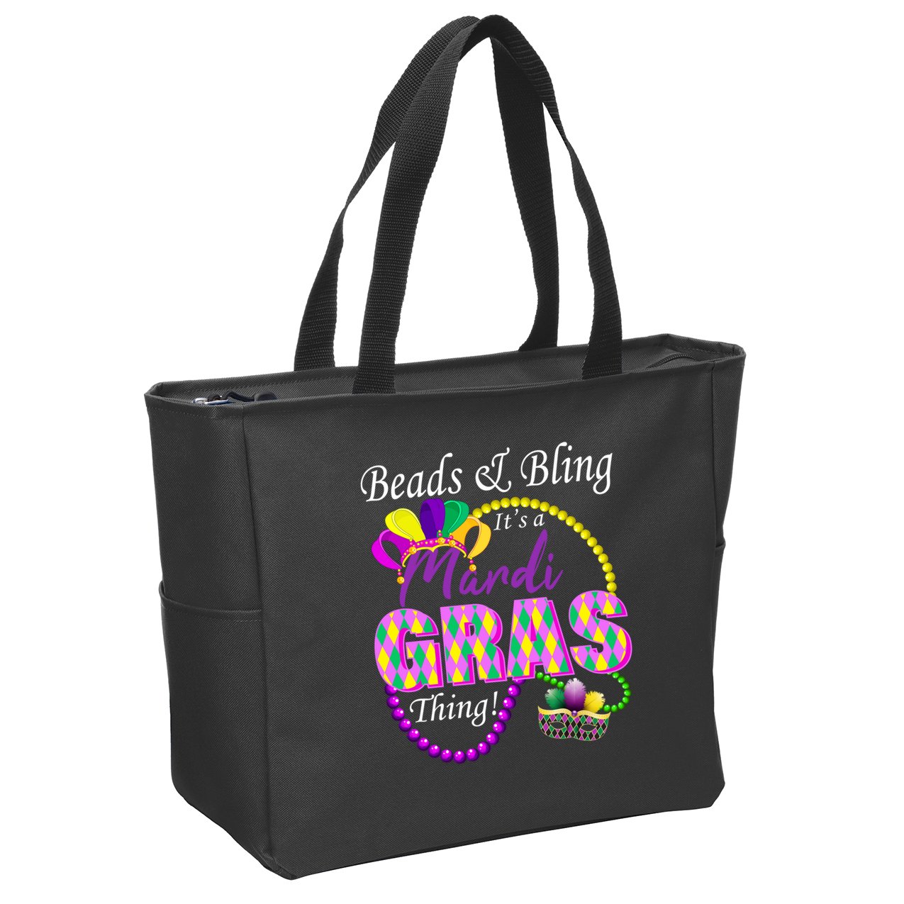 Beads and Bling it's a Mardi Gras Thing Zip Tote Bag