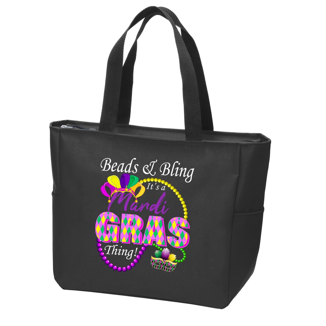 Beads and Bling it's a Mardi Gras Thing Zip Tote Bag