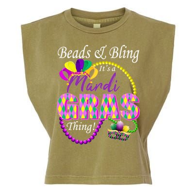 Beads and Bling it's a Mardi Gras Thing Garment-Dyed Women's Muscle Tee