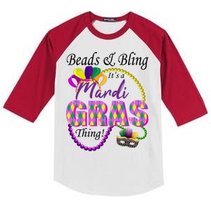 Beads and Bling it's a Mardi Gras Thing Kids Colorblock Raglan Jersey