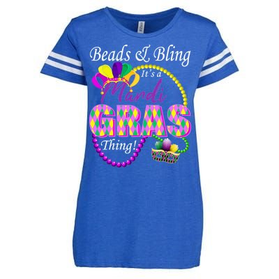 Beads and Bling it's a Mardi Gras Thing Enza Ladies Jersey Football T-Shirt