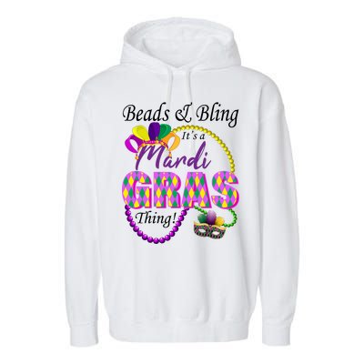 Beads and Bling it's a Mardi Gras Thing Garment-Dyed Fleece Hoodie