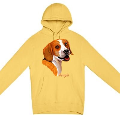 Beagle Dog Signature Portrait Premium Pullover Hoodie