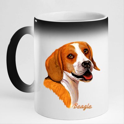 Beagle Dog Signature Portrait 11oz Black Color Changing Mug