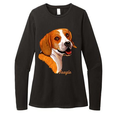 Beagle Dog Signature Portrait Womens CVC Long Sleeve Shirt