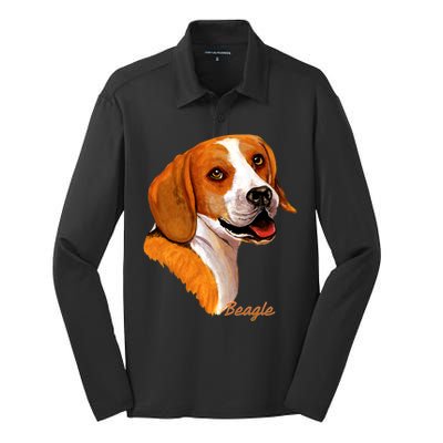 Beagle Dog Signature Portrait Silk Touch Performance Long Sleeve Polo