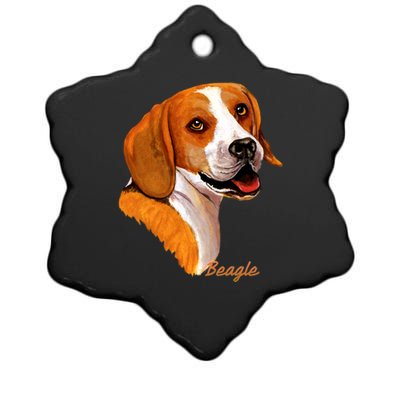 Beagle Dog Signature Portrait Ceramic Star Ornament